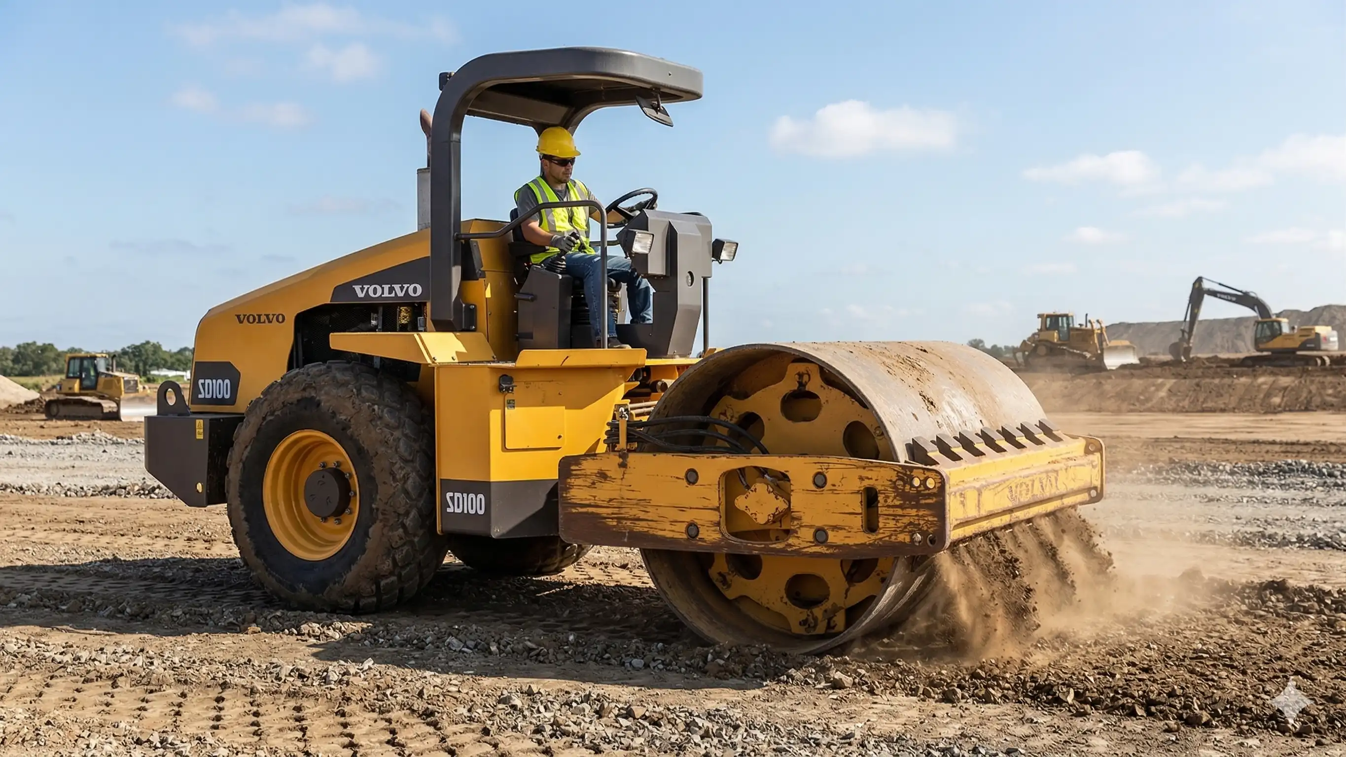 Compactadora Volvo SD100 para alquiler en obras de construcción en Panamá